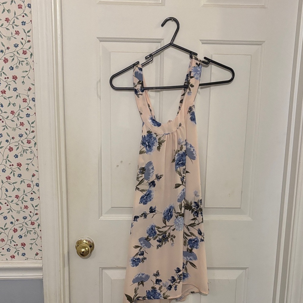 New York & Company Floral Blouse - Blue and Cream